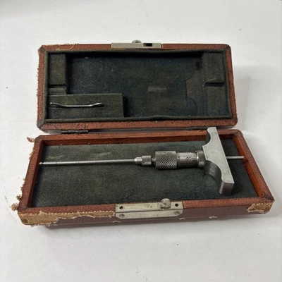 Brown & Sharpe No. Medidor de profundidad de 605 micrómetros en estuche - Hecho en EE. UU. Foto 1 de 4