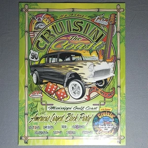 Cruisin The Coast Poster 2007 Signed Blind Eddie 174/1000 Hot Rod Man Cave - Picture 1 of 9