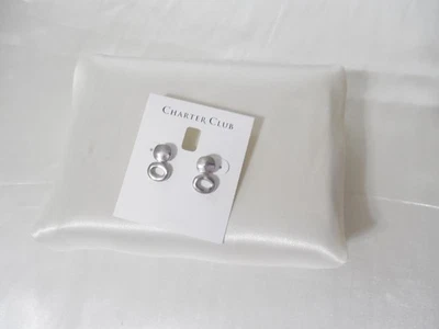 Brincos Charter Club tom prata 3/4" metal martelado gota D114 - Imagem 1 de 4