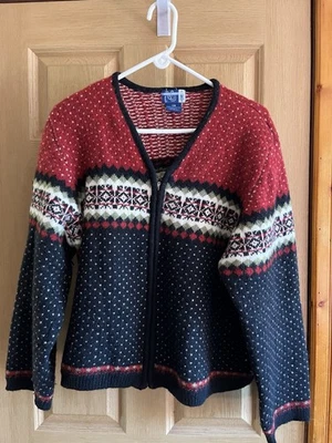 VJ Venezia Jeans 100% Lana Mujer’s Cremallera Suéter Nórdico Talla 22/24 Azul/Rojo Foto 1 de 4