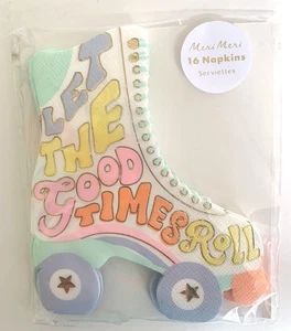 Meri Meri Roller Skate Shaped Paper Napkins 16 Count LET THE GOOD TIMES ROLL - Picture 1 of 2