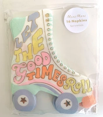 Meri Meri Roller Skate Shaped  Paper Napkins 16 Count  LET THE GOOD TIMES ROLL - Image 1 of 2