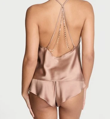 Victoria's Secret Muy Sexy Starstruck Satén Cadena Cami/Flutter Conjunto Corto Nuevo con Etiquetas XL Foto 1 de 4