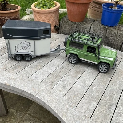 Bruder Land Rover Defender And Horse Box Trailer, 1:16 Scale from 2010. - Image 1 of 4