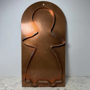 Vintage Copper Gingerbread Woman Mold 16” Wall Hanging Kitchen Decor - Picture 1 of 2