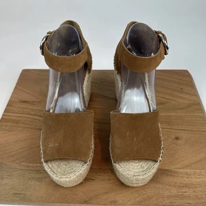 Nuovi sandali donna Marc Fisher LTD Alida espadrillas pelle zeppa marrone taglia 9 M - Foto 1 di 8