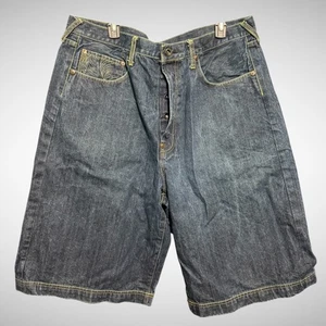 Red Monkey Shorts Mens 40 Solid Blue Button Fly Baggy Outdoor Y2k Distressed - Picture 1 of 10
