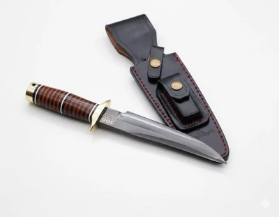 Carbone Steel SOG BOWIE KNIFE CUSTOM SOG HUNTING KNIFE WITH LEATHER SHEATH - Image 1 of 4