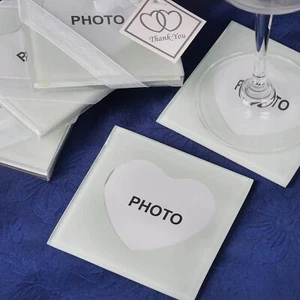 40 piezas Posavasos de vidrio con marco de corazón en 20 cajas de regalo - Favores de fiesta de boda OFERTA - Imagen 1 de 4