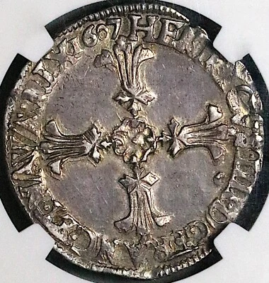 1607-9 NGC VF 30 France 1/4 Ecu Henry IV Silver Coin Rennes POP 1/1 (24122601D) - Image 1 of 4