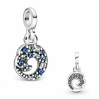🌊 🏖 1 pc European micro-charm My Blue Ocean Wave dangle with blue CZ crystals
