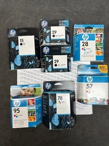 7 verschiedene HP Tintenpatronen 15, 28, 29, 29, 57, 78, 95 NEU Old Stock - Bild 1 von 8