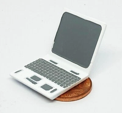 Dolls House White Laptop Non Working Computer Office 1:12 Scale Miniature tumdee - Image 1 of 4