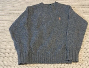 Vintage Polo Ralph Lauren Gr. 14 100% Shetland Wolle Pullover Pulli Grau - Bild 1 von 7