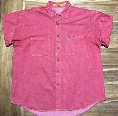 Camisa De Colección Quiksilver QSD Agua Salada Denim Roja Manga Corta Botón Talla XL Foto 1 de 4