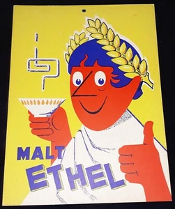 ANCIENNE PLAQUE CARTON SERIGRAPHIEE-MALT ETHEL N°708/109 - Foto 1 di 3