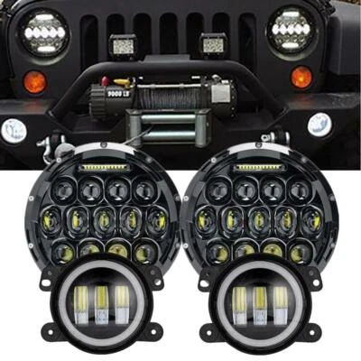 DOT 7" Inch LED Headlight  DRL +4''Fog Light For Jeep Wrangler JK 07-17 - Image 1 of 4