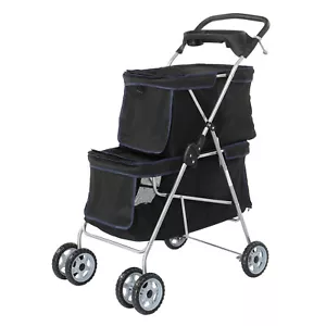 Pet Stroller for 2 Dogs and Cats, Double 4 Wheel Cat Pet Carriers Bag - Picture 1 of 21