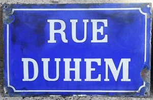Old antique French enamel street road sign rue Duhem Pierre physicist stunner - Picture 1 of 1