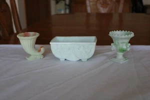 Akro Agate NYC Vogue Mercantile Slag Marble Glass 3 Piece Grouping - Picture 1 of 12