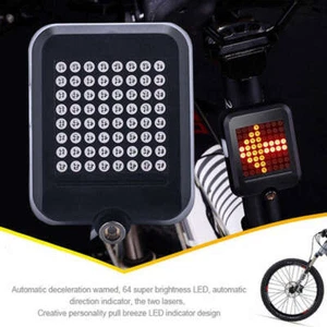 Bicycle Turn Signal Tail Light Brake LED Lamp Indicator USB Rechargeable BU - Picture 1 of 9