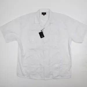 NEW Allsense Men's Cuban Guayabera Shirt 3XL 4-Pockets Hawaii Vacay Short Sleeve - Picture 1 of 10