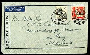 SEPHIL NED-INDIE 1937 PRE WWII 30c+42½c ON AIRMAIL COVER MALANG JAVA TO HOLLAND
