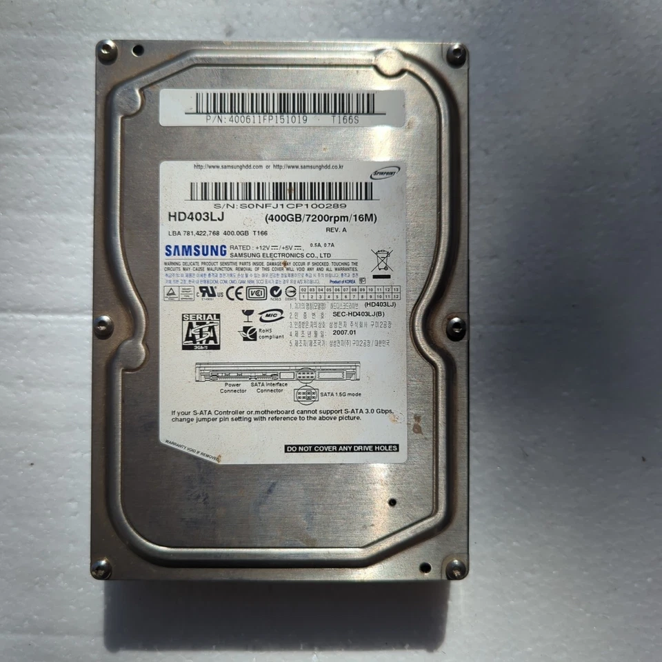 Samaung 400GB Desktop 3.5" 7200RPM 16MB SATA Hard Drive HD403LJ - Image 1 of 2