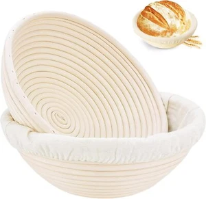 Banneton Bread Proofing Basket, Banneton Basket Set of 2, 9 Inch Sourdough Proof - Picture 1 of 12