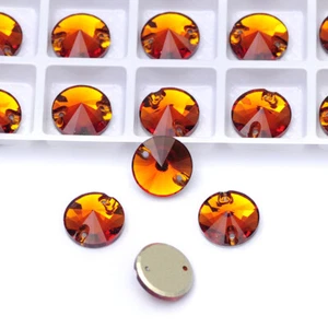 Glass K9 Rivoli Round Sew On Rhinestone Flatback DIY Sewing Crafts Applie Sewing - Picture 1 of 39
