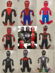 Kids Boys Spiderman Bodysuit Cosplay Costume Superhero Jumpsuit Halloween Outfit - Picture 1 of 21