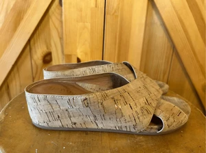 Gentle Souls by Kenneth Cole Gisele Cork X-Band Slide Wedge Sandals Women's 6M - Picture 1 of 8