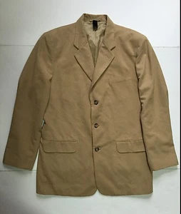 Claiborne Faux Suede Leather Sport Coat Jacket Blazer Tan Light Brown 42 L Mens - Picture 1 of 11