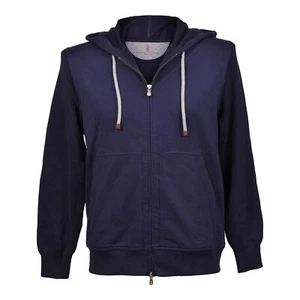 BRUNELLO CUCINELLI MEN'S 100% COTTON TWO TONE ZIP UP HOODIE SWEATER/JACKET - Picture 1 of 6