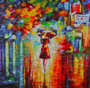 "Rain Princess" By Leonid Afremov Limited Edition Hand Embellished 30X30 - Picture 1 of 1