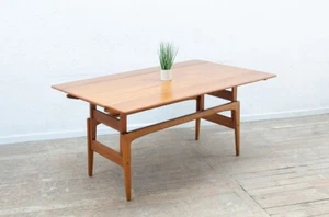 TEAK MID CENTURY DANISH METAMORPHIC DINING COFFEE TABLE BY TRIOH DELIVERY AVAIL - Picture 1 of 23