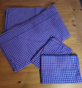 RALPH LAUREN marineblau, rot, weiß kariert ~ flaches Laken & 2 Kissenbezüge QUEEN - Bild 1 von 4