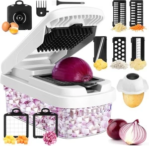 Picadora de verduras 12 en 1 - 7 cuchillas de acero inoxidable para cortar/cortar en cubitos, sin BPA - Imagen 1 de 7