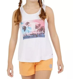 Girl's XL 14/16 Tank Top Champion High-low Hem White Graphic - Picture 1 of 1