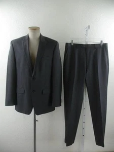Men's 40R Slim Fit Alfani for Macy's Gray 100% Wool 2-Pc Suit Flat Pants 33 X 31 - Picture 1 of 24