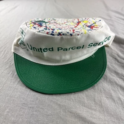 Sombrero United Parcel Service Salpicaduras Pintura Verde De Colección Años 80 90 UPS Trabajador Retro Foto 1 de 4