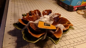 Harvest Ceramic Leaf Bowls Set of 3 Autumn Colors Stacking Serving Dishes Fall - Picture 1 of 6