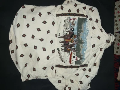 Vintage Woolrich Women’s Long Sleeve Button Up Aztec Indians Horses Medium - Image 1 of 4