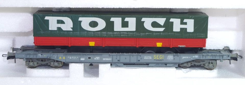 ROCO Réf: 46357 Wagon poche chargé d'une remorque ROUCH en BO (961) - Photo 1/1