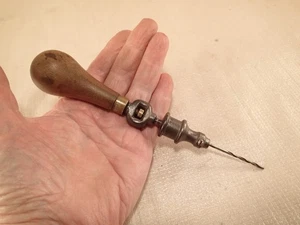 Atq. 'Unmarked' Jeweler's Watchmaker's Small Iron BOW DRILL w/ Turned Wood Hdle - Picture 1 of 7