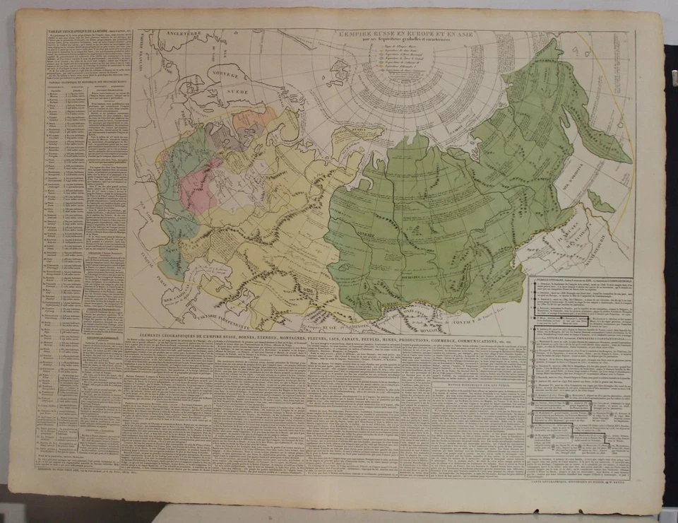 RUSSIAN EMPIRE RUSSIA 1824 LE SAGE OVERSIZE UNUSUAL ANTIQUE COPPER ENGRAVED MAP - Image 1 of 1