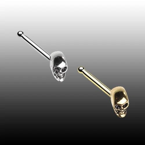 Anillo 3D Cabeza Calavera Nariz Hueso Hueso 20g Oro Plata Gótico Esqueleto Muerte Cerebral Foto 1 de 1