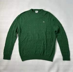 LACOSTE Green Cotton Crew-Neck Sweater Men's Size 5-L Green - Picture 1 of 13