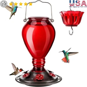 Alimentador de colibríes de vidrio protector de abejas hormiga foso 6 puertos de alimentación fácil limpieza al aire libre - Imagen 1 de 7