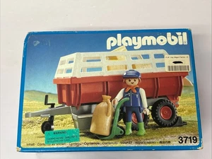 Playmobil 3719 1992 de colección granjero con vagón de heno rojo conjunto completo ~ NUEVO ~ LEER - Imagen 1 de 6